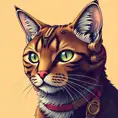 Steampunk portrait of a cat, clean vector, colorful illustration, inspired by future technology, Highly Detailed, Vintage Illustration, Steampunk, Smooth, Vector Art, Colorful by Stanley Artgerm Lau