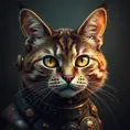 Steampunk portrait of a cat, inspired by future technology, Highly Detailed, Steampunk by Stanley Artgerm Lau