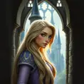 Matte portrait of Rapunzel inside a castle, Ultra Detailed, Half Body, Beautiful, Matte Painting, Sharp Focus, Portrait, Fantasy by Stanley Artgerm Lau
