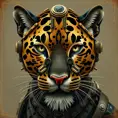 Steampunk portrait of a Panther, inspired by future technology, Highly Detailed, Steampunk