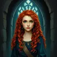 Matte portrait of Disney's Merida of DunBroch inside a castle, Ultra Detailed, Half Body, Beautiful, Matte Painting, Sharp Focus, Portrait, Fantasy