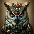 Steampunk portrait of a Owl, inspired by future technology, Highly Detailed, Steampunk by Stanley Artgerm Lau