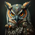 Steampunk portrait of a Owl, inspired by future technology, Highly Detailed, Steampunk by Stanley Artgerm Lau