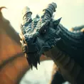 Closeup portrait of a fierce dragon in a fantasy world of dragons, Highly Detailed, Sharp Focus, Volumetric Lighting