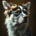Steampunk portrait of a Dog, inspired by future technology, Highly Detailed, Steampunk by Stanley Artgerm Lau