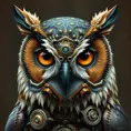 Steampunk portrait of a Owl, inspired by future technology, Highly Detailed, Steampunk by Stanley Artgerm Lau
