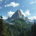 Mountain with forest, Highly Detailed, Landscape