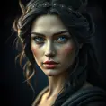 Matte portrait of the beautiful Artemis in dark blue, Highly Detailed, Intricate, Realistic, Sharp Focus, Volumetric Lighting, Fantasy, Elegant by Stefan Kostic