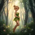 Tinker Bell in a magical forest, Half Body, Beautiful, Matte Painting, Sharp Focus, Fantasy