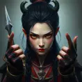 Mulan, Intricate Artwork, Intricate Details, Half Body, Beautiful, Matte Painting, Sharp Focus, Portrait, Fantasy, Threatening by Stefan Kostic