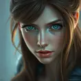 Ariel, blue eyes, Intricate Details, Half Body, Beautiful, Matte Painting, Sharp Focus, Portrait, Fantasy by Stefan Kostic