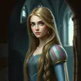 Matte portrait of Rapunzel inside a castle, Ultra Detailed, Half Body, Beautiful, Matte Painting, Sharp Focus, Portrait, Fantasy by Stefan Kostic