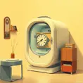 A Time Machine designed by Dieter Rams. stunning industrial design. Natural colors, mid century modern design, Highly Detailed, Hyper Detailed, Vintage Illustration, Sharp Focus, Smooth, Octane Render, Vector Art by Stanley Artgerm Lau