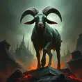 Cthulhu goat, Eldritch, Fantasy, Apocalyptic, Doom, Dreadful, Forbidding, Frightful, Harrowing, Ominous, Shocking, Terrifying, Threatening, Unnerving by Stefan Kostic