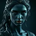 Matte portrait of the beautiful Artemis in dark blue, Highly Detailed, Intricate, Realistic, Sharp Focus, Volumetric Lighting, Fantasy, Elegant by Stefan Kostic