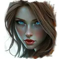 Ariel, blue eyes, Intricate Details, Half Body, Beautiful, Matte Painting, Sharp Focus, Portrait, Fantasy by Stefan Kostic