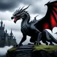 Dragon with red eyes, Gothic and Fantasy, Matte Painting