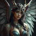 Alluring matte portrait of a beautiful Nidalee with wings, 8k, Highly Detailed, Intricate, Half Body, Realistic, Sharp Focus, Volumetric Lighting, Fantasy, Elegant by Stanley Artgerm Lau, WLOP