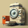 A Time Machine designed by Dieter Rams. stunning industrial design. Natural colors, mid century modern design, Highly Detailed, Vintage Illustration, Retro-Futurism, Sharp Focus, Smooth, Vector Art by Stanley Artgerm Lau