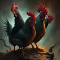 evil chickens of doom, Eldritch, Fantasy, Apocalyptic, Doom, Dreadful, Forbidding, Frightful, Harrowing, Ominous, Shocking, Terrifying, Threatening, Unnerving