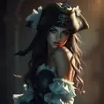 A beautiful female Pirate, Intricate, Half Body, Realistic, Volumetric Lighting, Fantasy, Elegant by Stanley Artgerm Lau