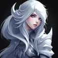 Matte portrait of a mysterious Fiora from League of Legends in white, Intricate, Half Body, Sharp Focus, Anime, Elegant