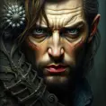 Charlie Chapman, Intricate Artwork, Intricate Details, Half Body, Beautiful, Matte Painting, Sharp Focus, Portrait, Fantasy, Threatening by Stefan Kostic