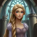 Matte portrait of Disney's Rapunzel inside a castle, Ultra Detailed, Half Body, Beautiful, Matte Painting, Sharp Focus, Portrait, Fantasy