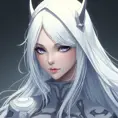 Matte portrait of a mysterious Fiora from League of Legends in white, Intricate, Half Body, Sharp Focus, Anime, Elegant