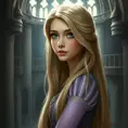 Matte portrait of Rapunzel inside a castle, Ultra Detailed, Half Body, Beautiful, Matte Painting, Sharp Focus, Portrait, Fantasy by Stanley Artgerm Lau