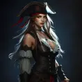 A beautiful female Pirate, Intricate, Half Body, Realistic, Volumetric Lighting, Fantasy, Elegant by Stefan Kostic