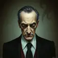 American Gothic Gomez Addams, Gothic and Fantasy, Half Body, Portrait, Threatening by Stefan Kostic