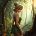 Tinker Bell in a magical forest, Half Body, Beautiful, Matte Painting, Sharp Focus, Fantasy