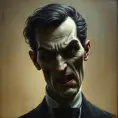 Gomez Addams, Intricate Artwork, Intricate Details, Half Body, Beautiful, Matte Painting, Sharp Focus, Portrait, Fantasy, Threatening by Stefan Kostic
