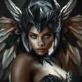 Alluring matte portrait of a beautiful Nidalee with wings, Highly Detailed, Intricate, Half Body, Realistic, Sharp Focus, Volumetric Lighting, Fantasy, Elegant by Stefan Kostic