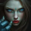 Ariel, blue eyes, Intricate Artwork, Intricate Details, Half Body, Beautiful, Matte Painting, Sharp Focus, Portrait, Fantasy, Threatening by Stefan Kostic