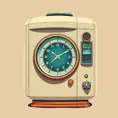 A Time Machine designed by Dieter Rams. stunning industrial design. Natural colors, mid century modern design, Vintage Illustration, Retro-Futurism, Vector Art by Stanley Artgerm Lau