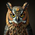 Steampunk portrait of a Owl, inspired by future technology, Highly Detailed, Steampunk