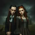 American Gothic Merida of DunBroch, Gothic and Fantasy, Half Body, Portrait, Threatening