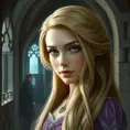 Matte portrait of Rapunzel inside a castle, Ultra Detailed, Half Body, Beautiful, Matte Painting, Sharp Focus, Portrait, Fantasy by Stanley Artgerm Lau