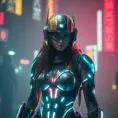 Photo of cyberpunk wonder woman, Cybernatic and Sci-Fi, Sci-Fi, Volumetric Lighting