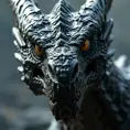 Closeup portrait of a fierce dragon from Game of Thrones, Highly Detailed, Sharp Focus, Volumetric Lighting