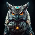Steampunk portrait of a Owl, inspired by future technology, Highly Detailed, Steampunk