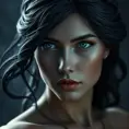 Matte portrait of the beautiful Artemis in dark blue, Highly Detailed, Intricate, Realistic, Sharp Focus, Volumetric Lighting, Fantasy, Elegant by Stanley Artgerm Lau