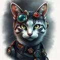 Steampunk portrait of a cat, inspired by future technology, Highly Detailed, Steampunk by Stanley Artgerm Lau