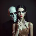 American Gothic Morticia Addams, Gothic and Fantasy, Half Body, Portrait, Threatening