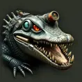 Steampunk portrait of a Crocodile, inspired by future technology, Highly Detailed, Steampunk by Stanley Artgerm Lau