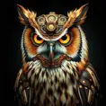 Steampunk portrait of a Owl, inspired by future technology, Highly Detailed, Steampunk
