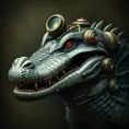 Steampunk portrait of a Crocodile, inspired by future technology, Highly Detailed, Steampunk by Stanley Artgerm Lau