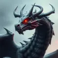 Dragon with red eyes, Gothic and Fantasy